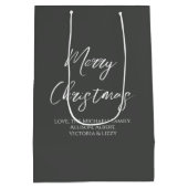 メリークリスマスシンプルのミニマリストのスクリプモダント ミディアムペーパーバッグ (裏面)