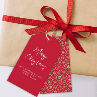 メリークリスマスシンプルのミニマリストスクリプトのスノーフレーク ギフトタグ