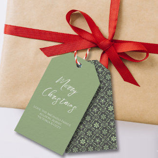 メリークリスマスシンプルのミニマリストスクリプトのスノーフレーク ギフトタグ