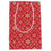 メリークリスマスシンプルのミニマリストスクリプトのスノーフレーク ミディアムペーパーバッグ (正面)