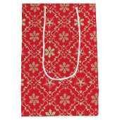 メリークリスマスシンプルのミニマリストスクリプトのスノーフレーク ミディアムペーパーバッグ (裏面)