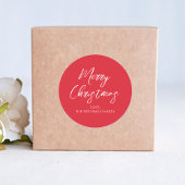 メリークリスマスシンプルのミニマリストスクリプトのスノーフレーク ラウンドシール