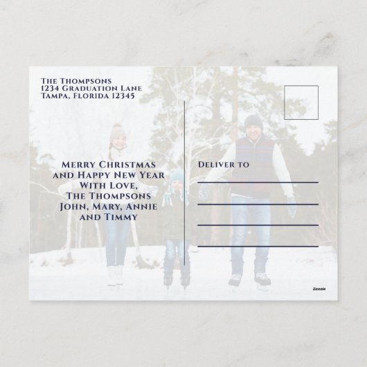 メリークリスマスシンプルのミニマリスト2枚フォトベーシック シーズンポストカード (裏面)