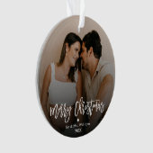 メリークリスマスシンプルのミニマルなカップルの写真 オーナメント (正面)