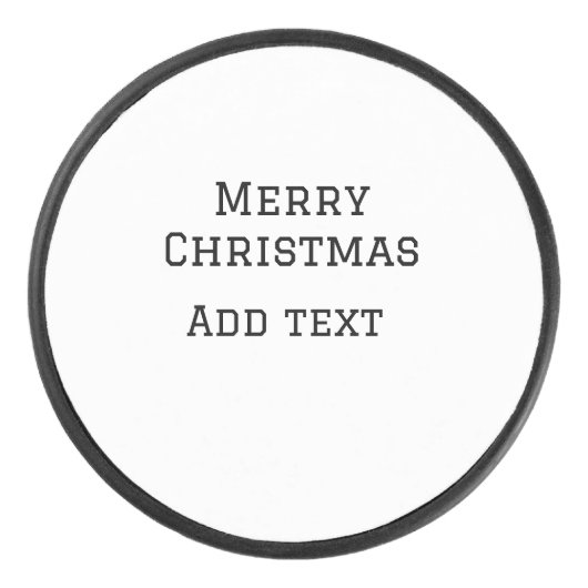 メリークリスマスシンプルのミニマル文字の追加 アイスホッケーパック (正面)