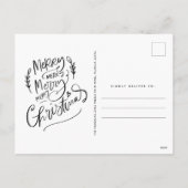 メリークリスマスシンプルのモダンフォトホリデー シーズンポストカード (裏面)