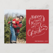 メリークリスマスシンプルのモダンフォトホリデー シーズンポストカード (正面)
