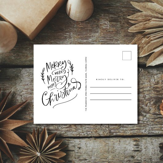 メリークリスマスシンプルのモダンフォトホリデー シーズンポストカード