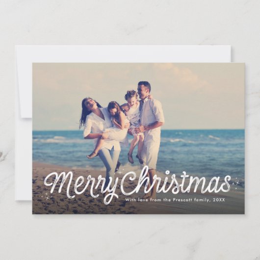 メリークリスマスシンプルのレトロスクリプト1枚の写真 シーズンカード (正面)