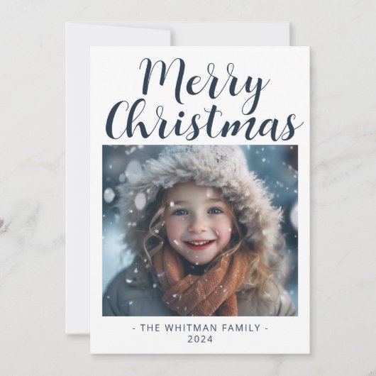 メリークリスマスシンプルの写真ホワモダンイト シーズンカード (正面)