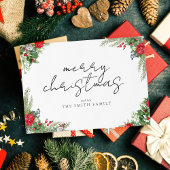 メリークリスマスシンプルの台本の冬の葉 シーズンカード