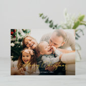 メリークリスマスシンプルの家族の写真 箔シーズンカード (立ち正面)