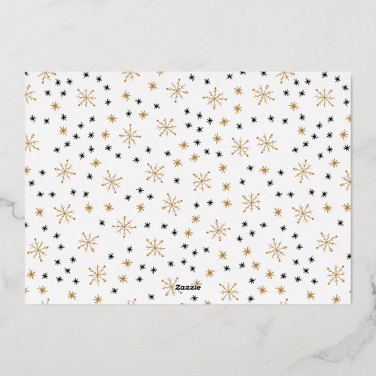 メリークリスマスシンプルの家族の写真 箔シーズンカード (裏面)