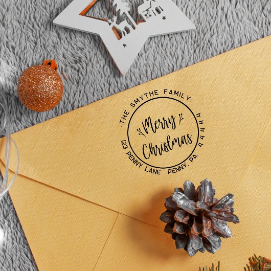 メリークリスマスシンプルの家族の名前 ラバースタンプ