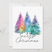 メリークリスマスシンプルの水の色のクリスマスツリー シーズンカード (正面)