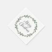 メリークリスマスシンプルの水素朴色の緑 スタンダードカクテルナプキン (角)