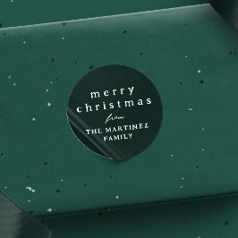 メリークリスマスシンプルの素朴な暗緑色の休日 ラウンドシール