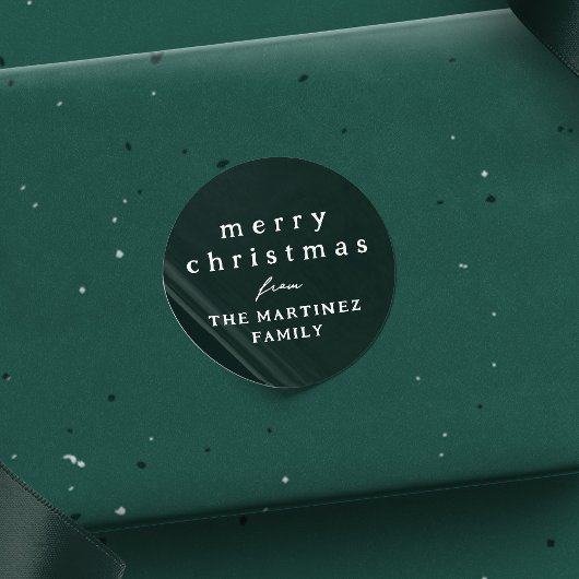 メリークリスマスシンプルの素朴な暗緑色の休日 ラウンドシール