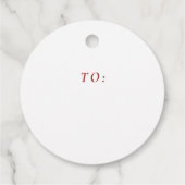 メリークリスマスシンプルの赤いギフトパーソナライズされた フェイバータグ (裏面)