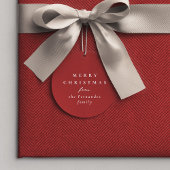 メリークリスマスシンプルの赤いギフトパーソナライズされた フェイバータグ