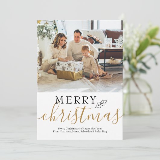 メリークリスマスシンプルエレガントパーソナライズされた シーズンカード (スタンド正面)