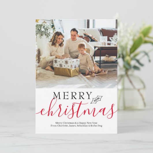 メリークリスマスシンプルエレガントパーソナライズされた シーズンカード (スタンド正面)