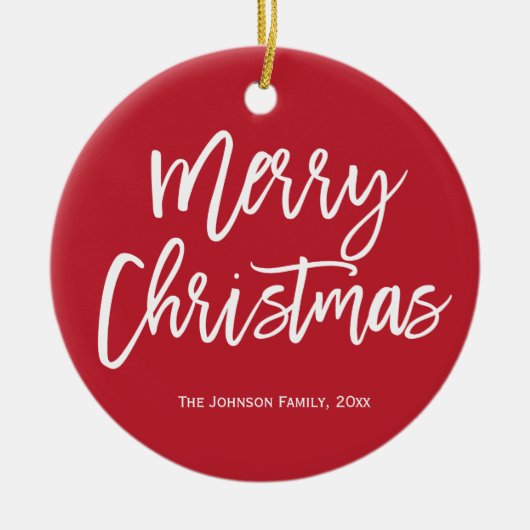 メリークリスマスシンプルオーナメントレッドツリー セラミックオーナメント (正面)