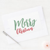 メリークリスマスシンプルクリスマス緑の赤いスクリプトの休日 長方形シール (封筒)