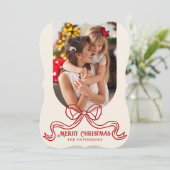 メリークリスマスシンプルコケモダンットボウ写真 シーズンカード (スタンド正面)