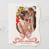 メリークリスマスシンプルコケモダンットボウ写真 シーズンカード (正面)