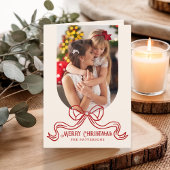 メリークリスマスシンプルコケモダンットボウ写真 シーズンカード