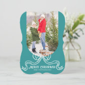 メリークリスマスシンプルコケモダンットボウ写真 シーズンカード (スタンド正面)