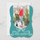 メリークリスマスシンプルコケモダンットボウ写真 シーズンカード (正面)