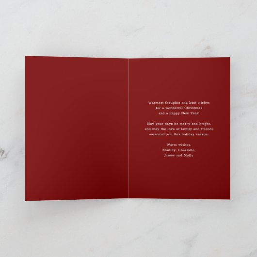 メリークリスマスシンプルコケモダンットボウ写真 シーズンカード (内部)