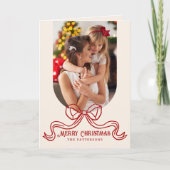 メリークリスマスシンプルコケモダンットボウ写真 シーズンカード (正面)