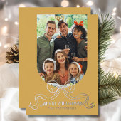 メリークリスマスシンプルコケモダンットボウ写真 箔シーズンカード