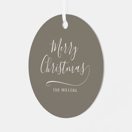 メリークリスマスシンプルスクリプト メタルオーナメント (正面左)