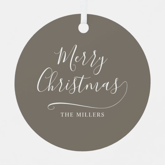 メリークリスマスシンプルスクリプト メタルオーナメント (正面)