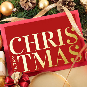 メリークリスマスシンプルタイポグラフィモダン事業 箔シーズンカード