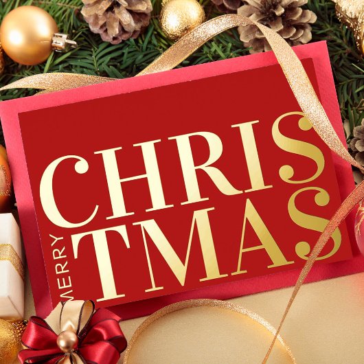メリークリスマスシンプルタイポグラフィモダン事業 箔シーズンカード