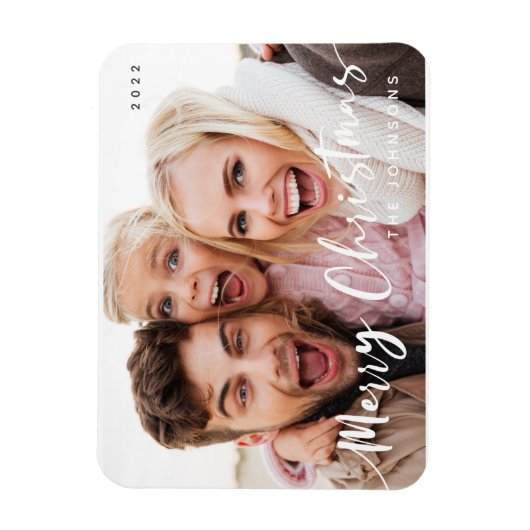 メリークリスマスシンプルタイポグラフィモダン写真 マグネット (縦)