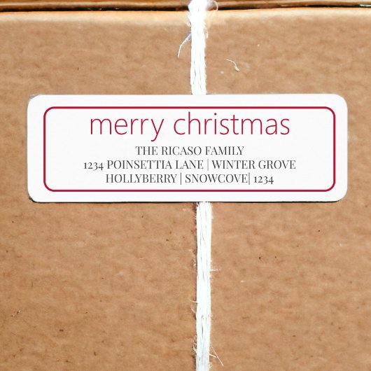 メリークリスマスシンプルタイポグラフィ赤と白 ラベル