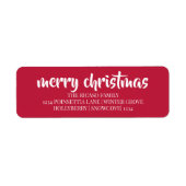 メリークリスマスシンプルタイポグラフィ赤と白 ラベル (正面)