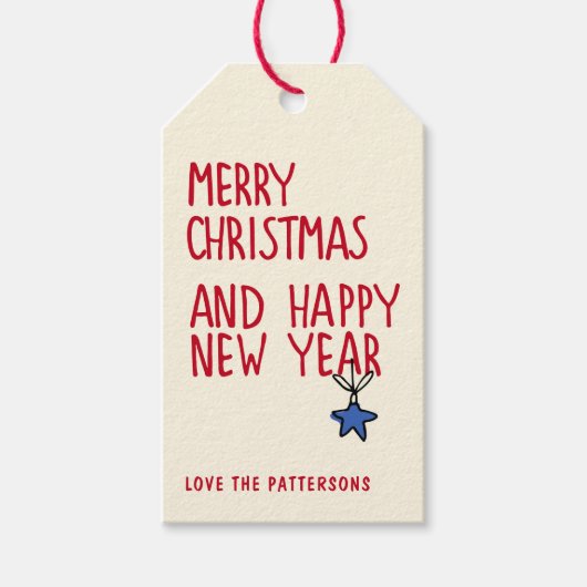 メリークリスマスシンプルタイポグラフィ ギフトタグ (正面)