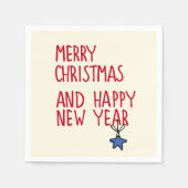 メリークリスマスシンプルタイポグラフィ スタンダードカクテルナプキン (正面)