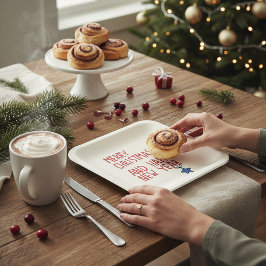 メリークリスマスシンプルタイポグラフィ ペーパープレート