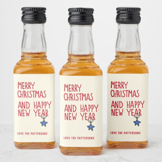 メリークリスマスシンプルタイポグラフィ リキュールボトルラベル (ボトル)