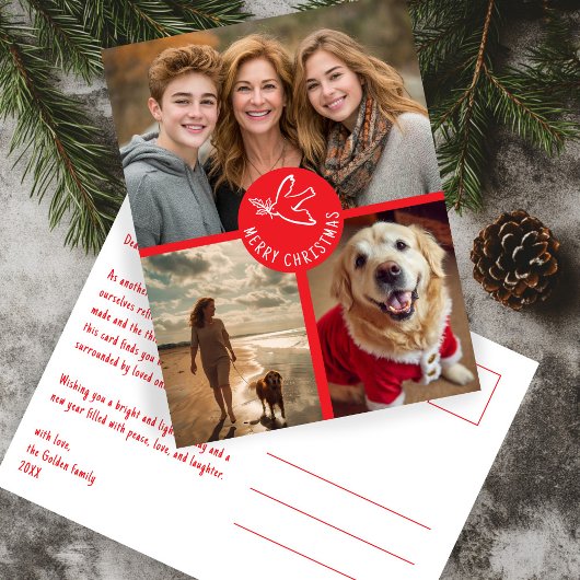 メリークリスマスシンプルドーブカスタム3 PHOTO Holiday ポストカード