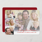 メリークリスマスシンプルハンドレター写真コラージュ シーズンカード (正面/裏面)