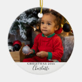 メリークリスマスシンプルパーソナライズされた セラミックオーナメント (正面)